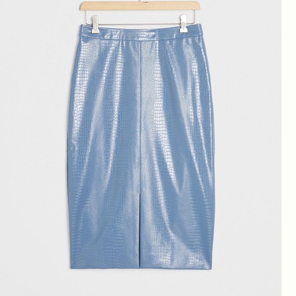 ⭐️ Maxine Faux Leather Peasant Snake Art Deco Farm Boho Hipster Pencil Skirt - Picture 1 of 2
